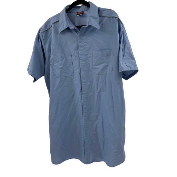 Red Kap blue button down Snap shirt - Picture 1 of 8